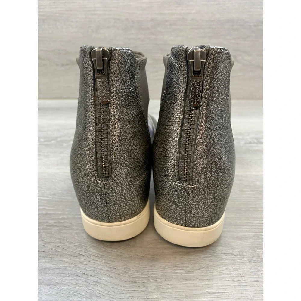 Eileen Fisher Women's Sandals Metallic Crackle Leather Wedge 8 Casual Shoes